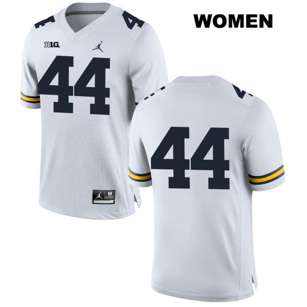 Women's NCAA Michigan Wolverines Matt Baldeck #44 No Name White Jordan Brand Authentic Stitched Football College Jersey MA25F75UD